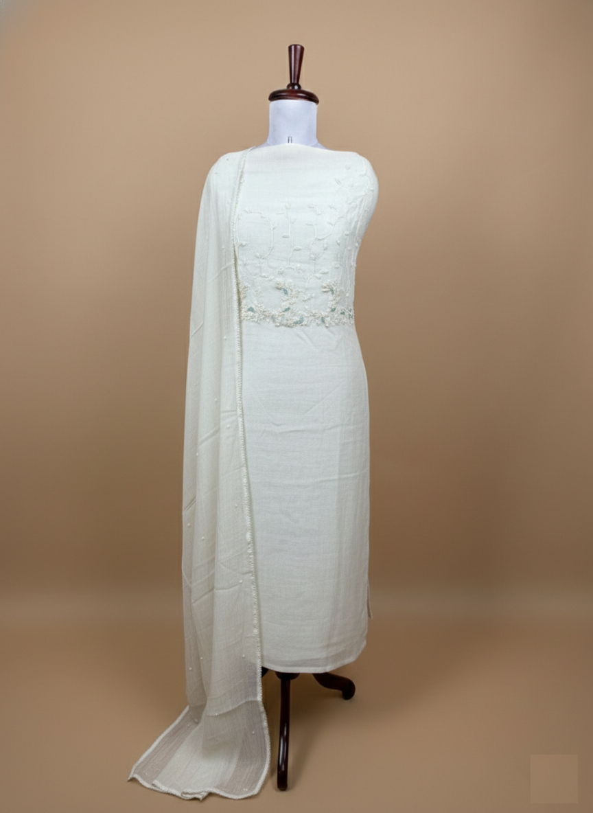 Mulmul Chanderi French Knot with Pearl Embroidery suit