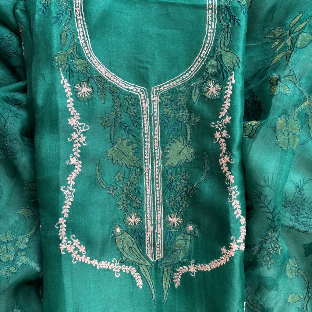 Pure Organza with Pitta Applique Hand embroidery Suit
