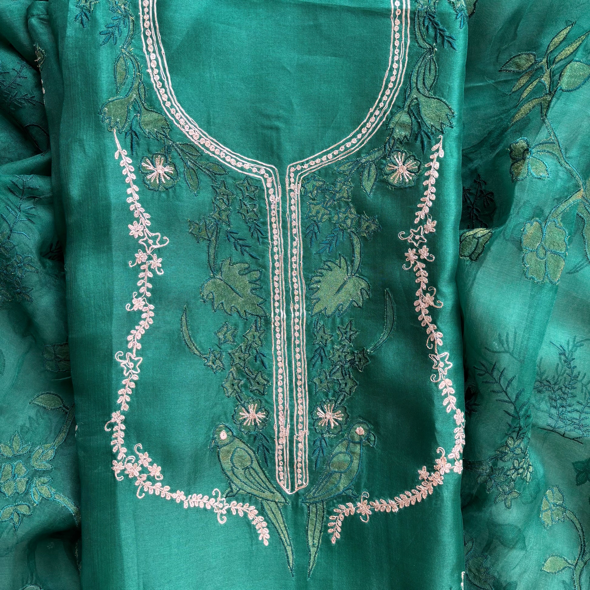 Pure Organza with Pitta Applique Hand embroidery Suit