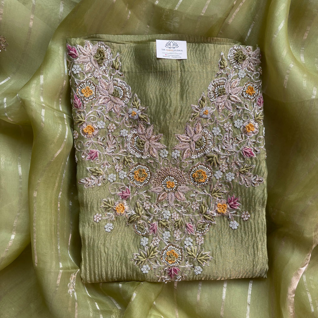 Pure Tissue with Zardozi,Pearl and Thread Embroidery Suit