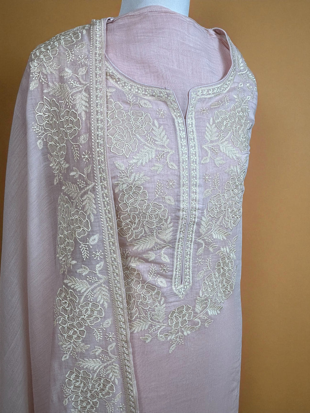 Mulmul Chanderi Suit with Thread Embroidery Suit