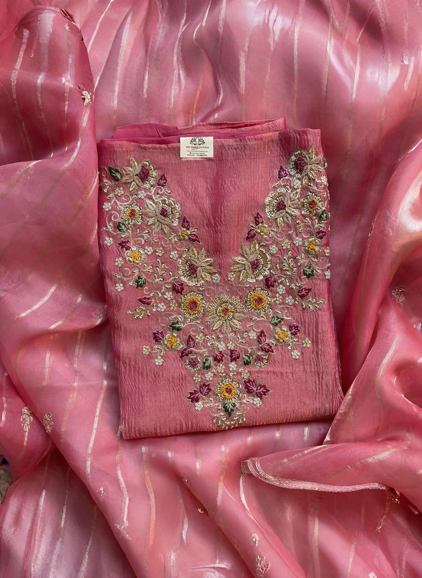 Pure Tissue with Zardozi,Pearl and Thread Embroidery Suit