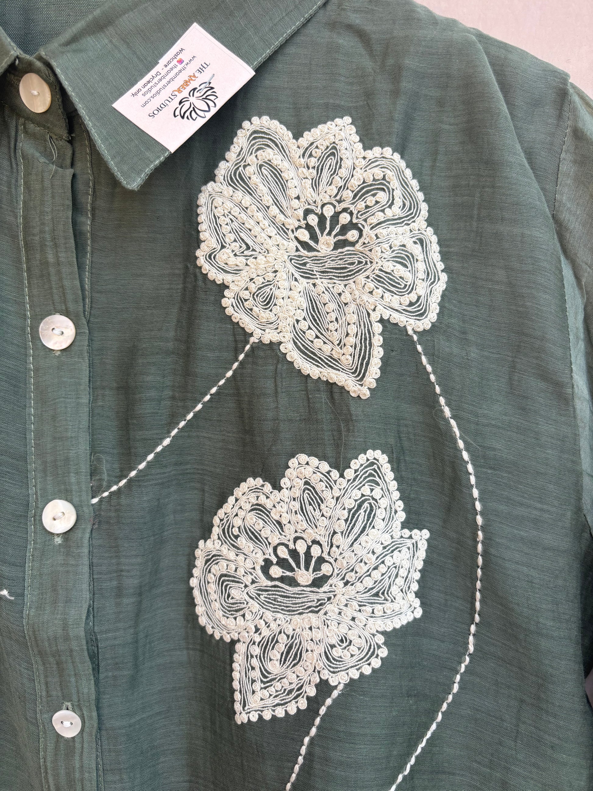 Olive Blossom Mulchanderi Shirt