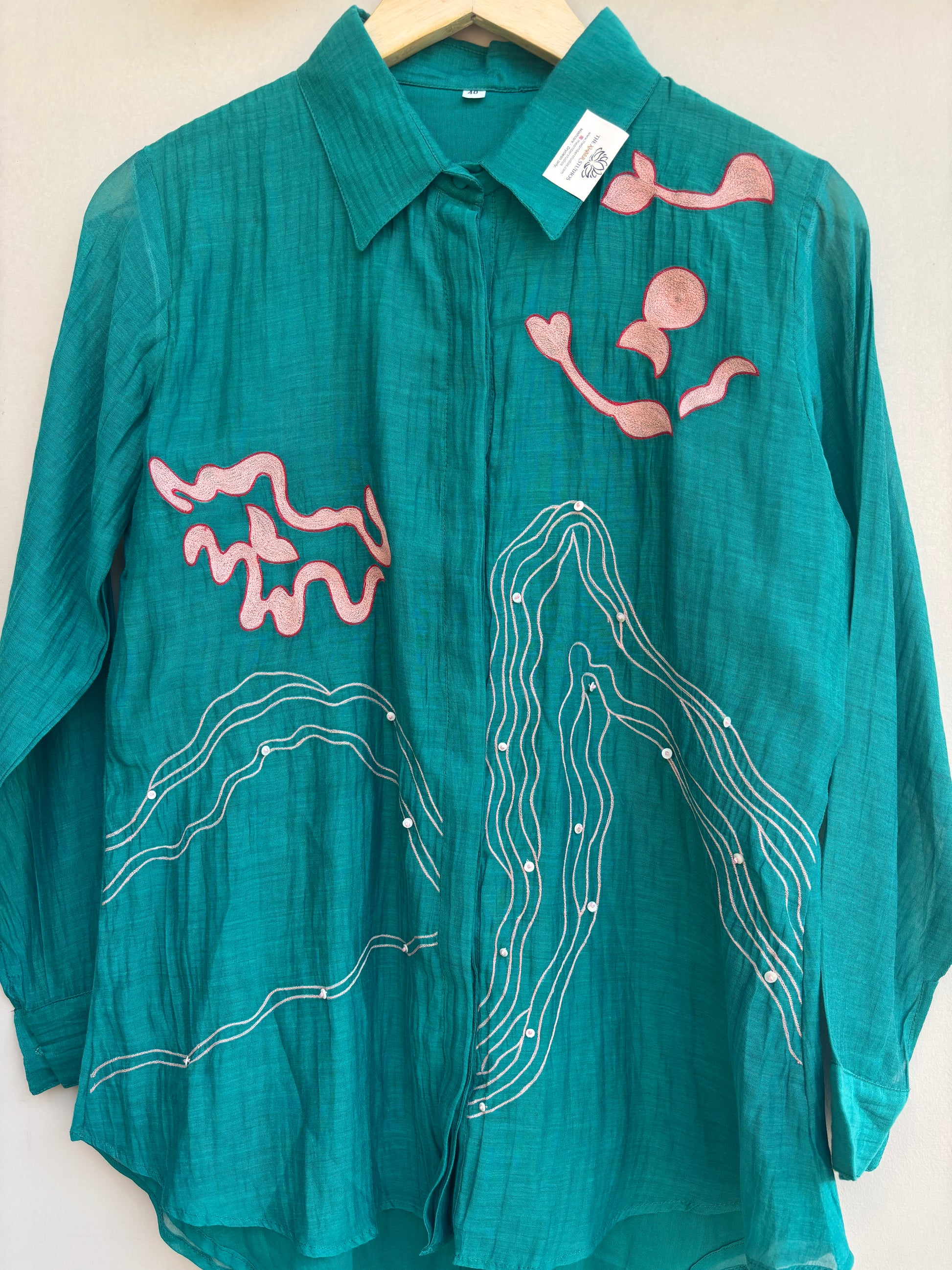 Emerald Blush Mulchanderi Shirt