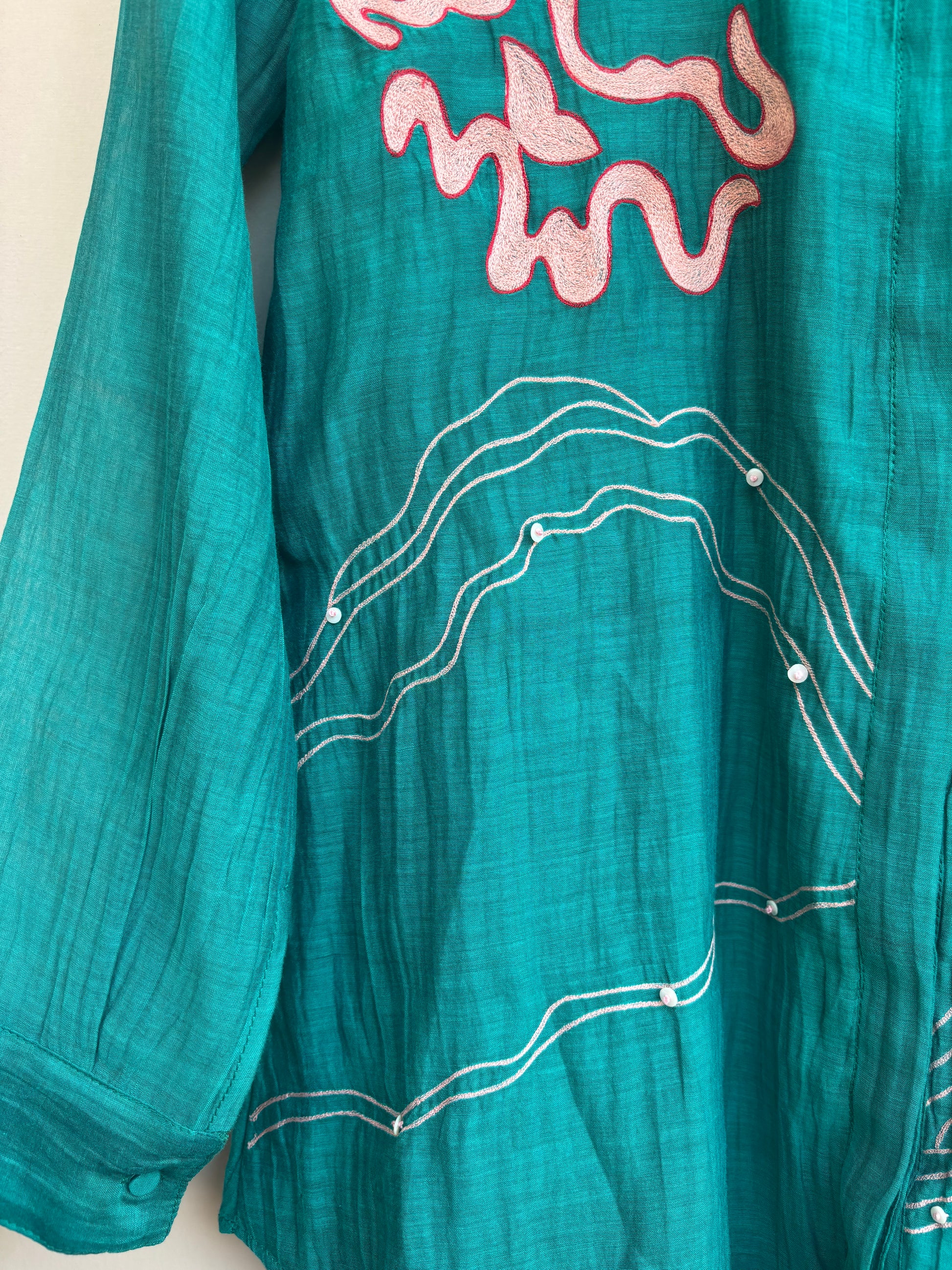 Emerald Blush Mulchanderi Shirt