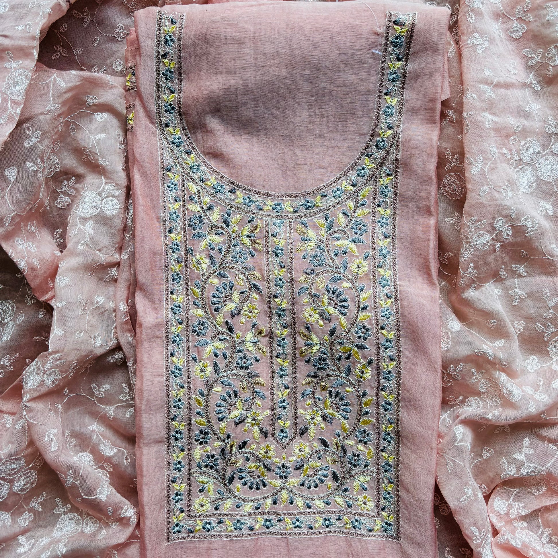 Pure Mulmul Chanderi Embroidery Suit with Dupatta