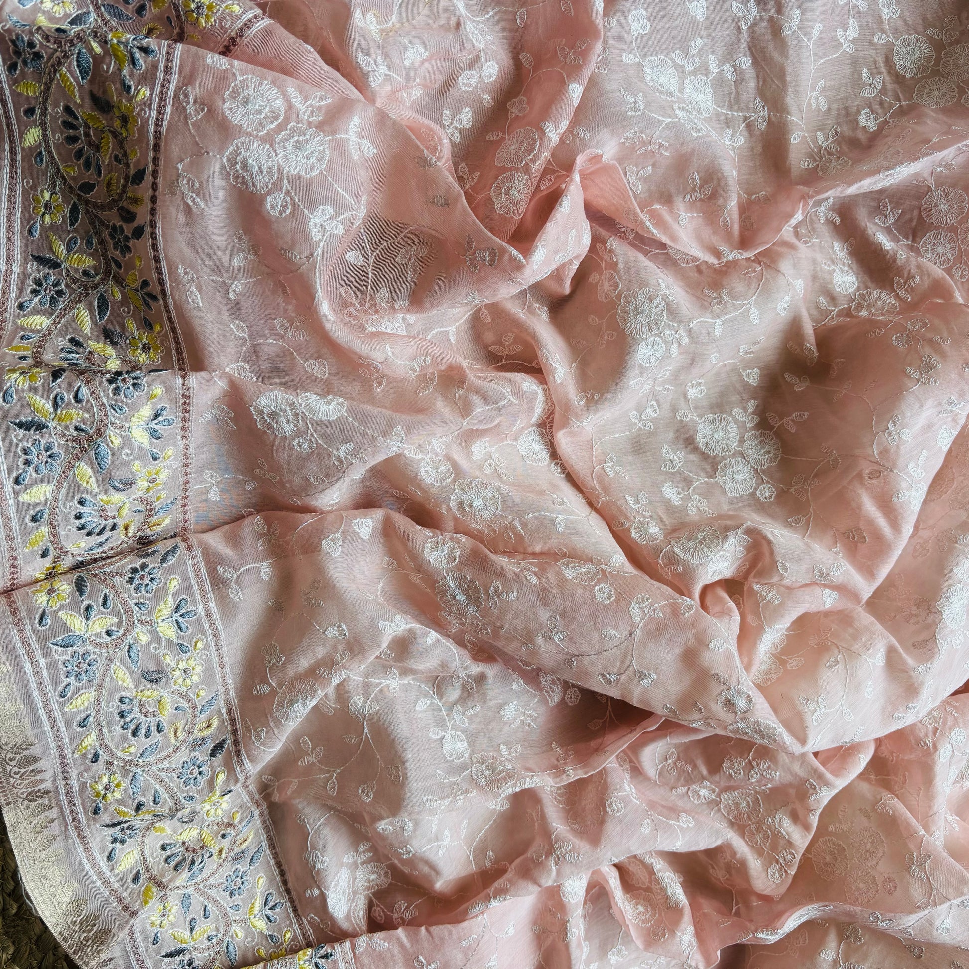 Pure Mulmul Chanderi Embroidery Suit with Dupatta