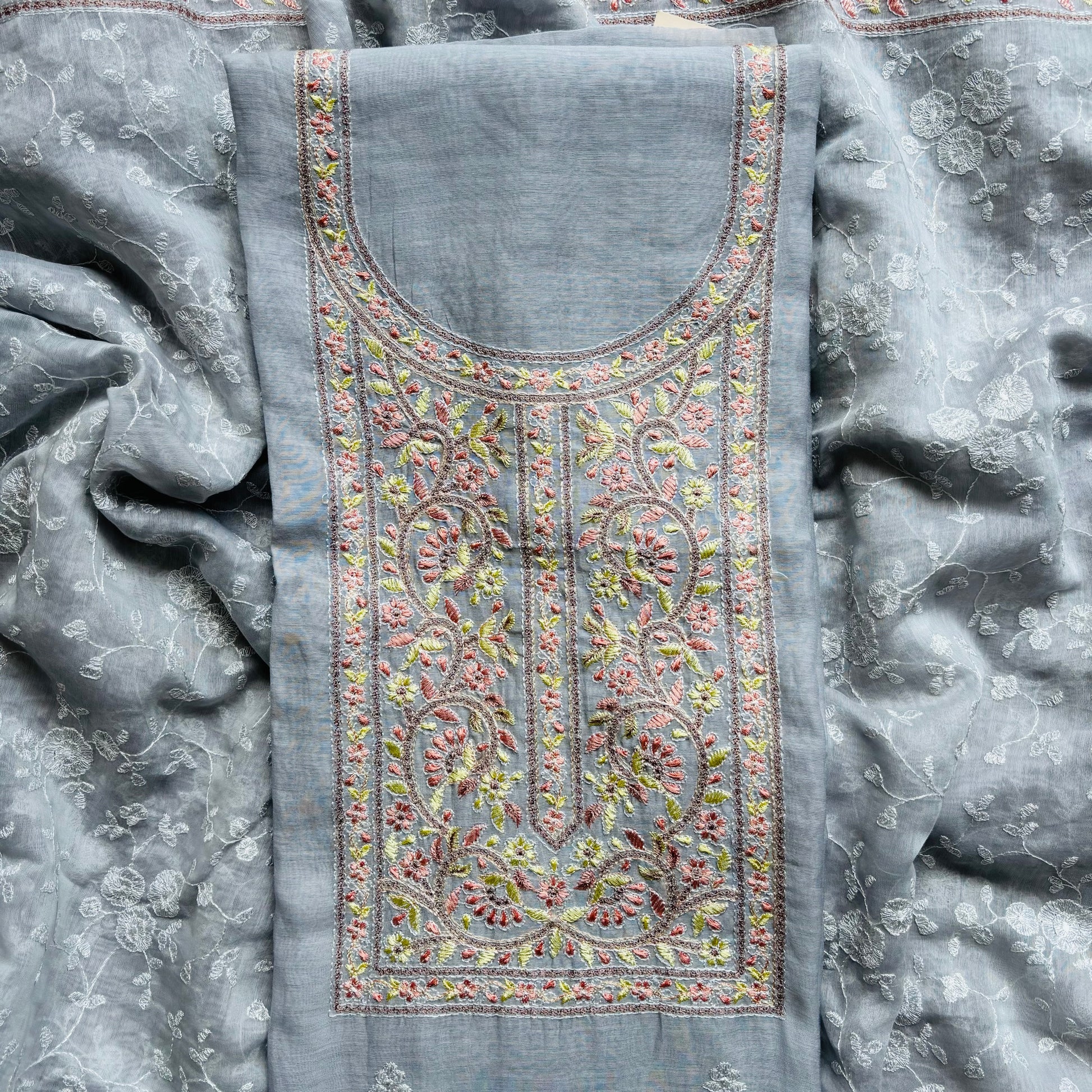 Pure Mulmul Chanderi Embroidery Suit with Dupatta