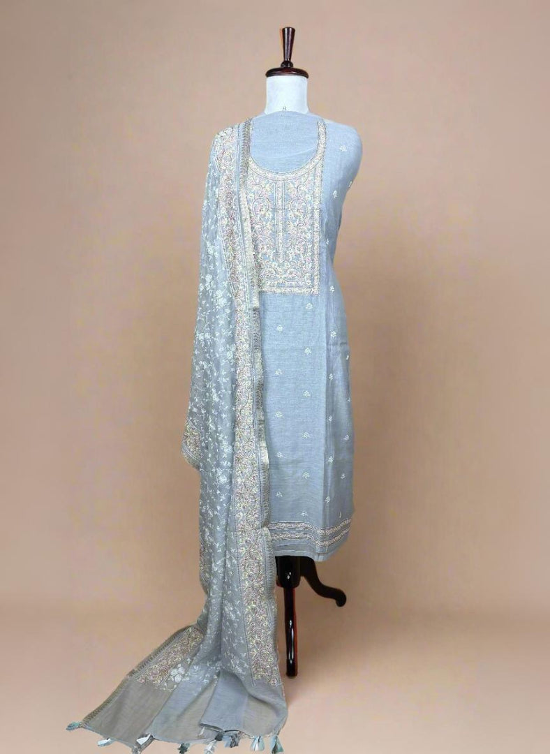 Pure Mulmul Chanderi Embroidery Suit with Dupatta