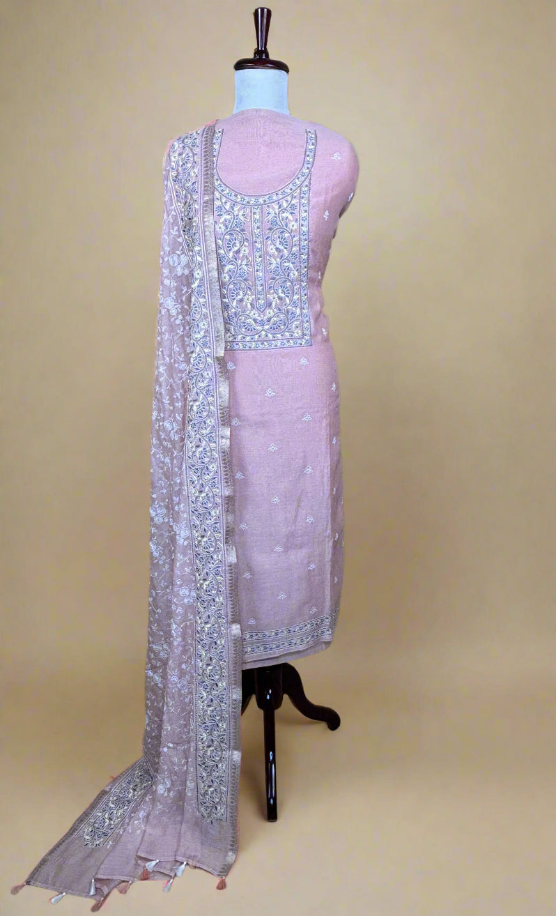 Pure Mulmul Chanderi Embroidery Suit with Dupatta