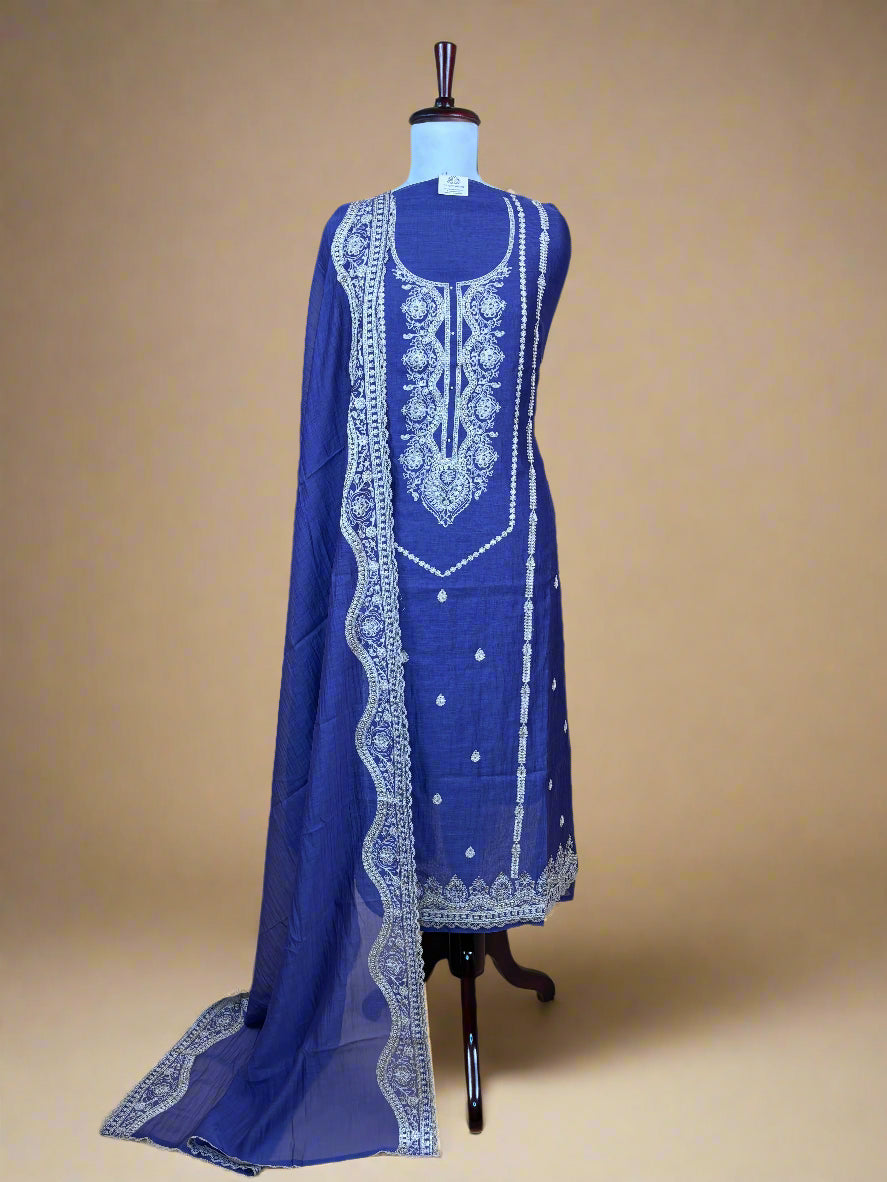 Mulmul Chanderi Sequins Embroidery Suit with Dupatta