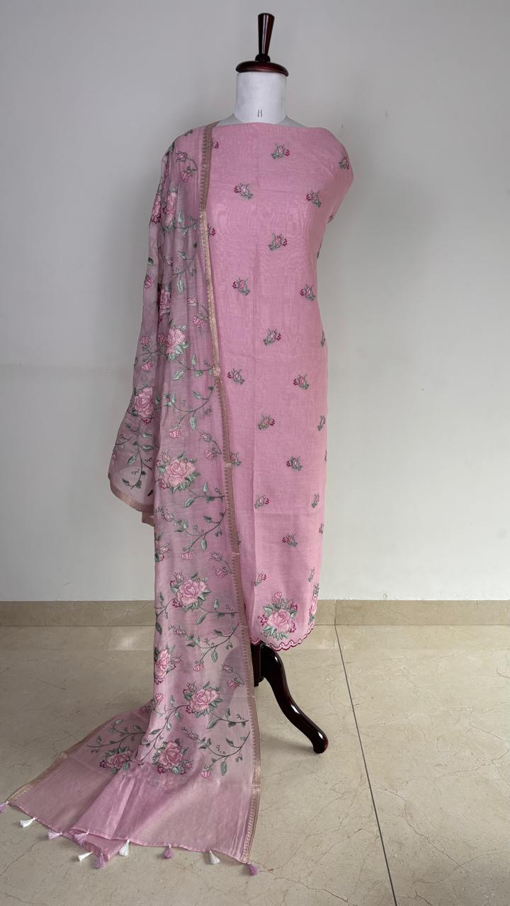 Pure Mulmul Chanderi crosstitch