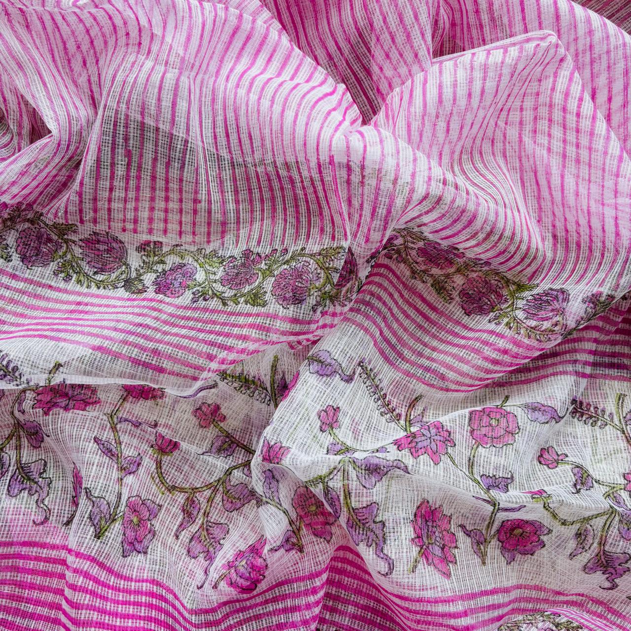 Multicolor Handblock Sukoon unstitched suit