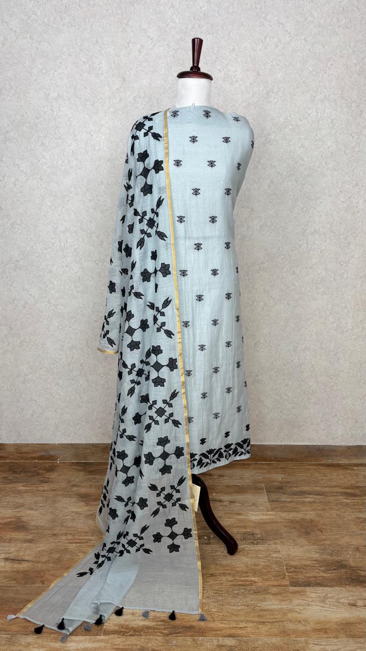 Pure Mulmul Chanderi applique PRICE PENDING