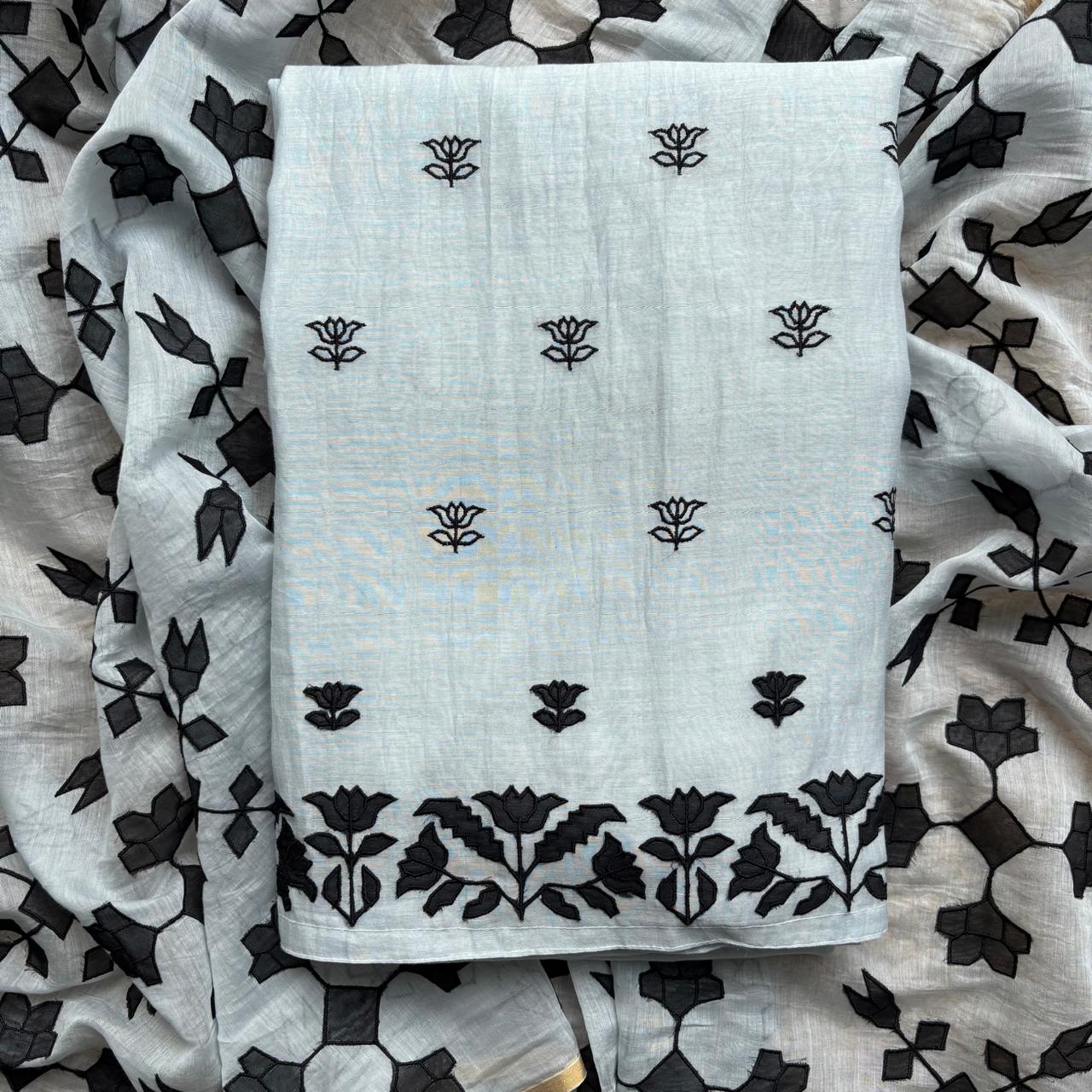 Pure Mulmul Chanderi applique PRICE PENDING