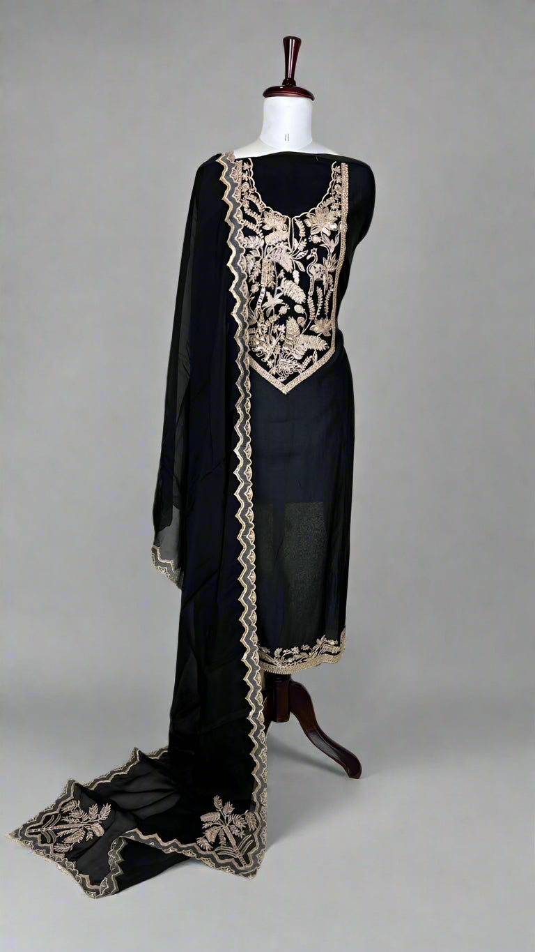Purple Pure Mulmul Chanderi with Organza dupatta with Zari dupatta