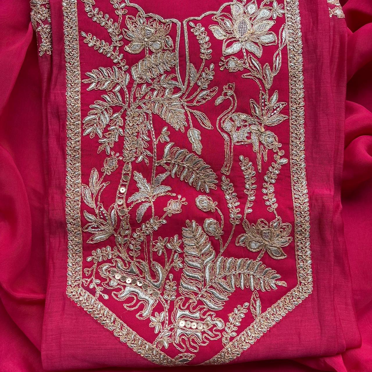 Purple Pure Mulmul Chanderi with Organza dupatta with Zari dupatta