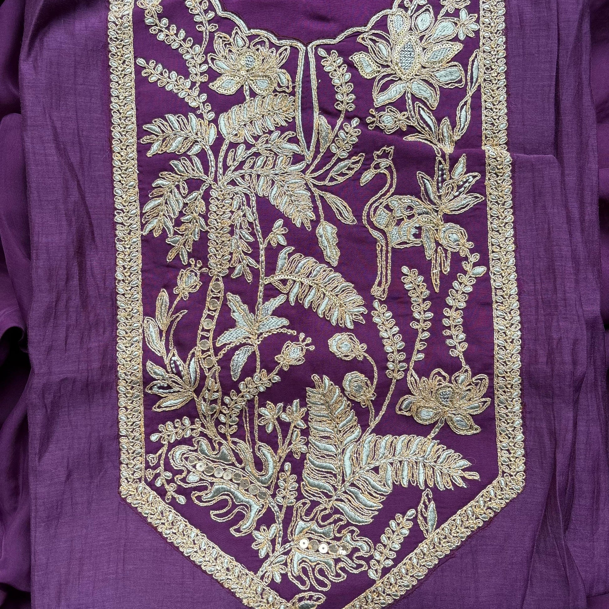 Purple Pure Mulmul Chanderi with Organza dupatta with Zari dupatta