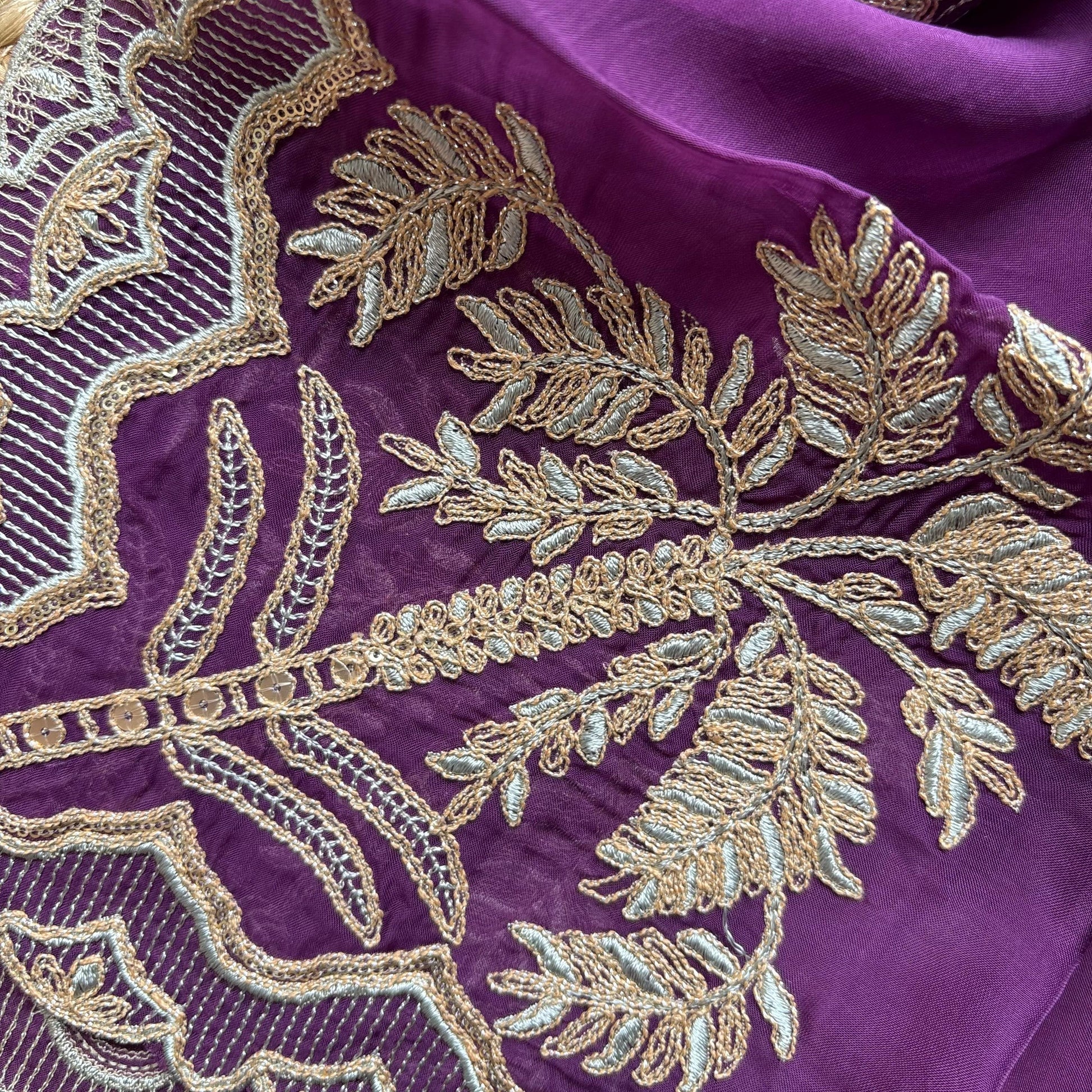 Purple Pure Mulmul Chanderi with Organza dupatta with Zari dupatta