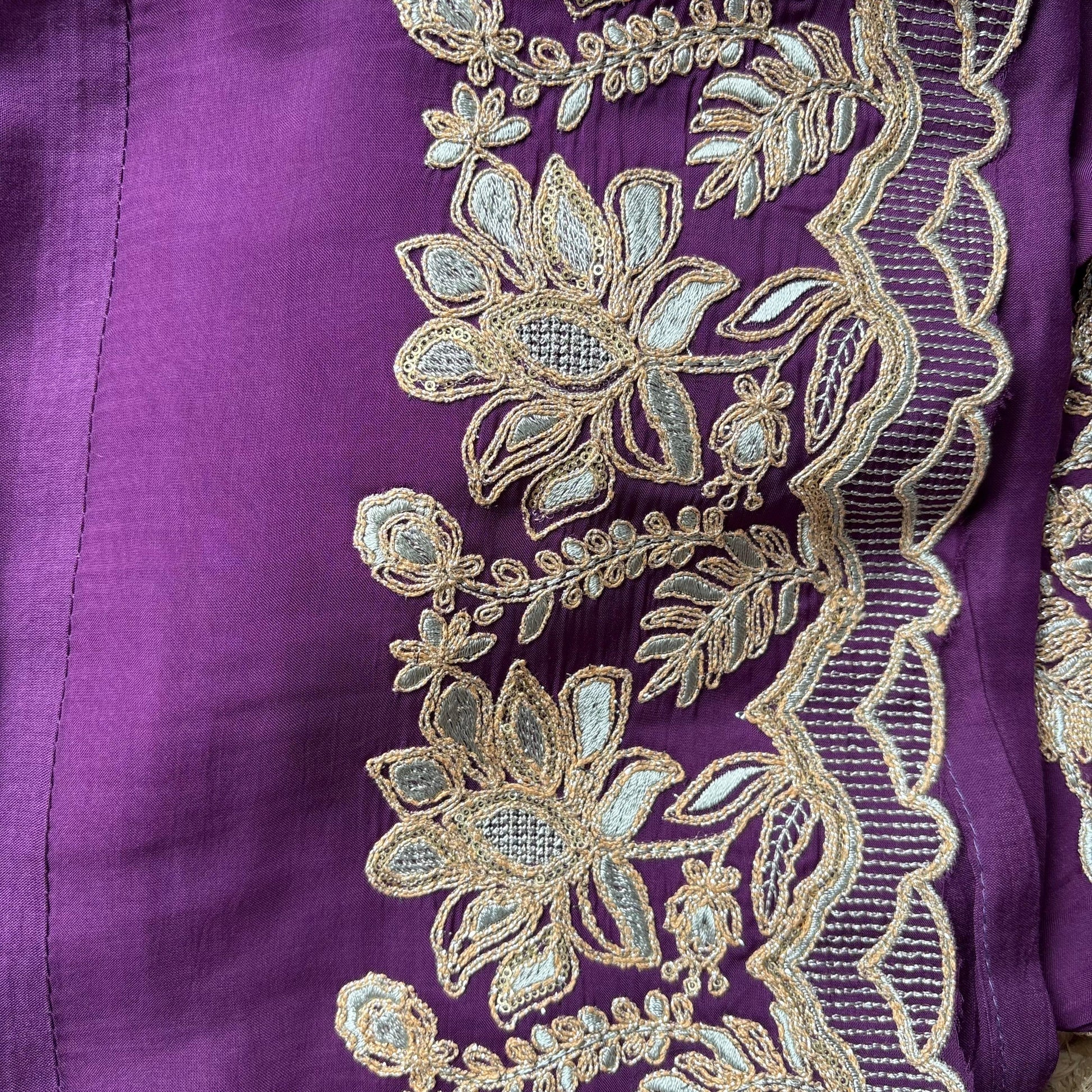 Purple Pure Mulmul Chanderi with Organza dupatta with Zari dupatta