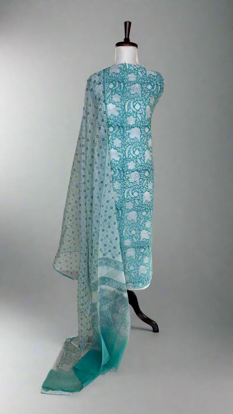 Multicolor Handblock Sukoon unstitched suit