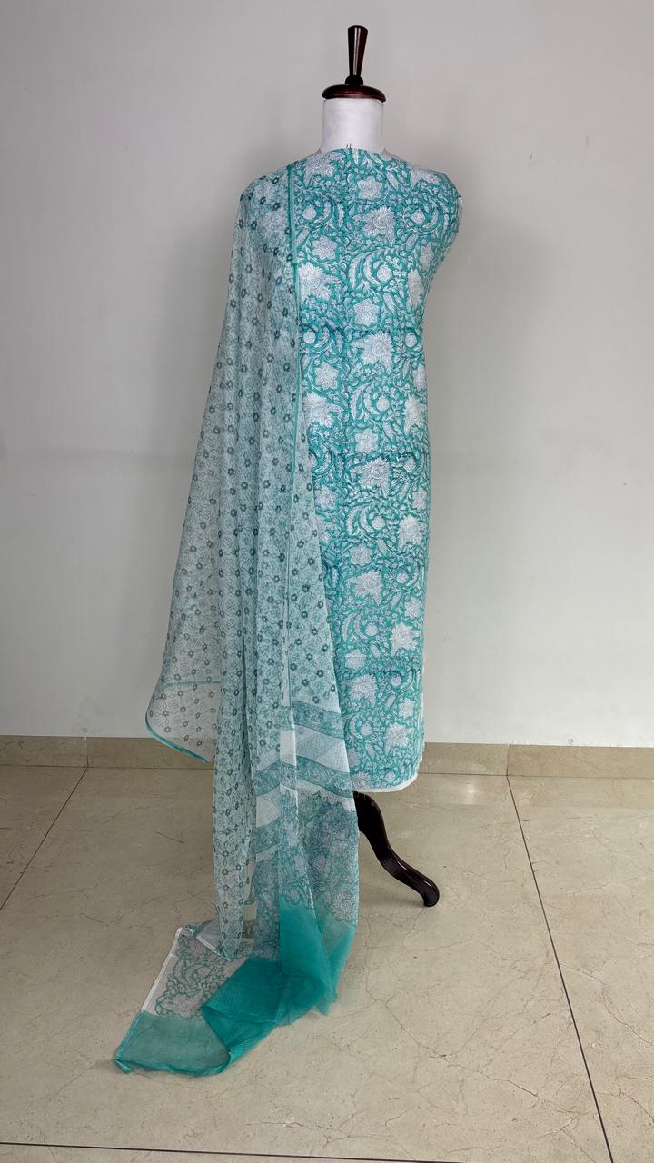 Multicolor Handblock Sukoon unstitched suit