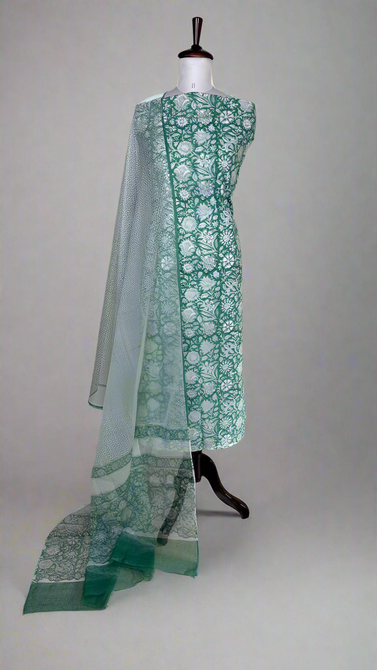 Multicolor Handblock Sukoon unstitched suit