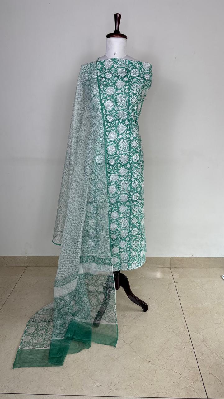 Multicolor Handblock Sukoon unstitched suit