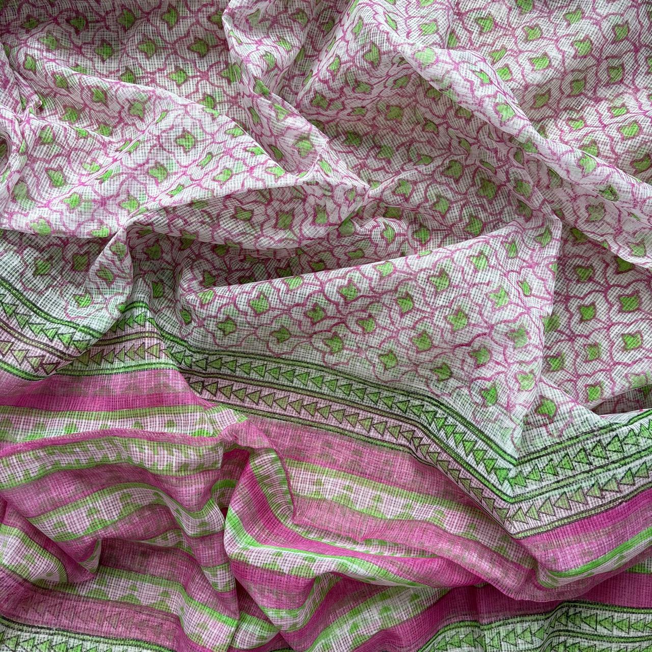 Multicolor Handblock Sukoon unstitched suit