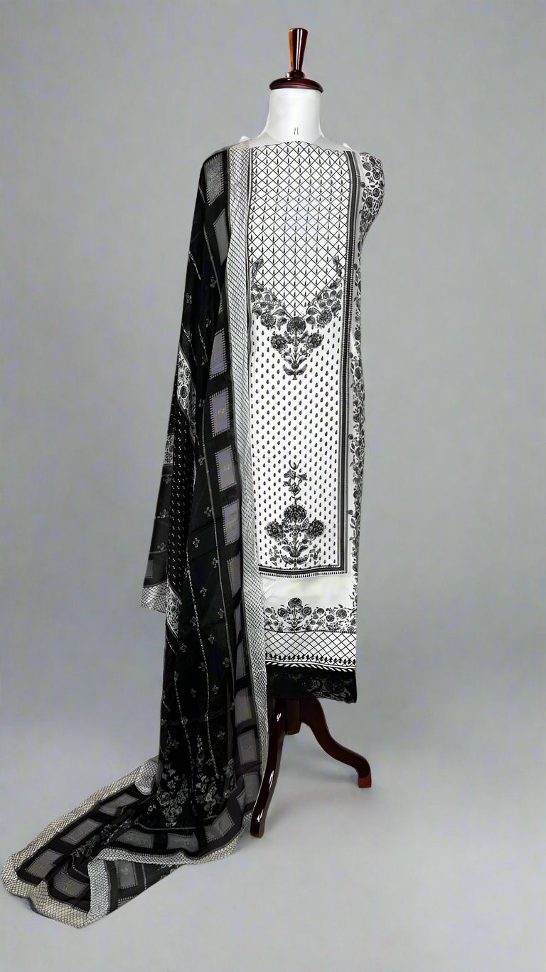 Anita Dongre inspired Muslin Unstitched Suit with highlights on digital print PRICE PENDING