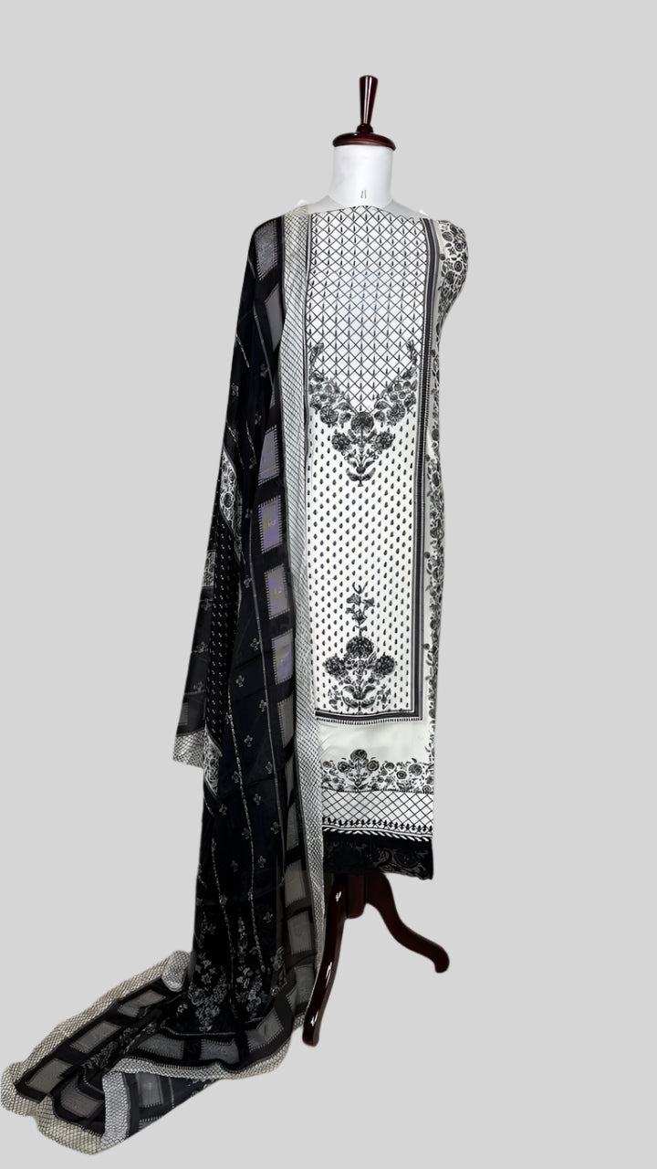 Anita Dongre inspired Muslin Unstitched Suit with highlights on digital print PRICE PENDING