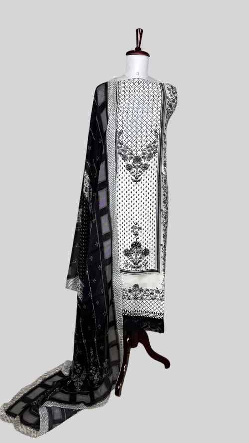 Anita Dongre inspired Muslin Unstitched Suit with highlights on digital print PRICE PENDING