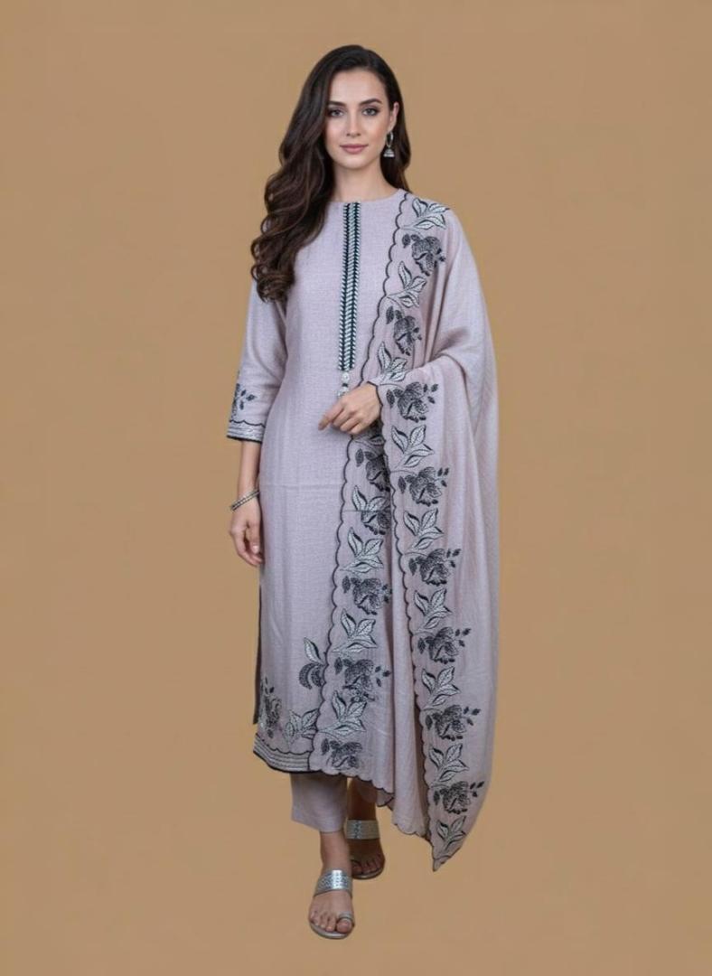 Pure Mulmul Chanderi Embroidery Suit with Dupatta