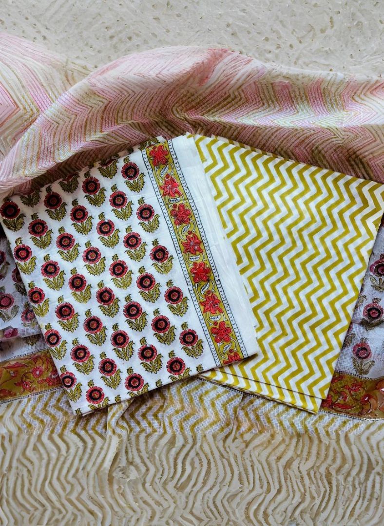 Multicolor Pure Cotton Handblock Suit with Kota Dupatta – Daily Wear