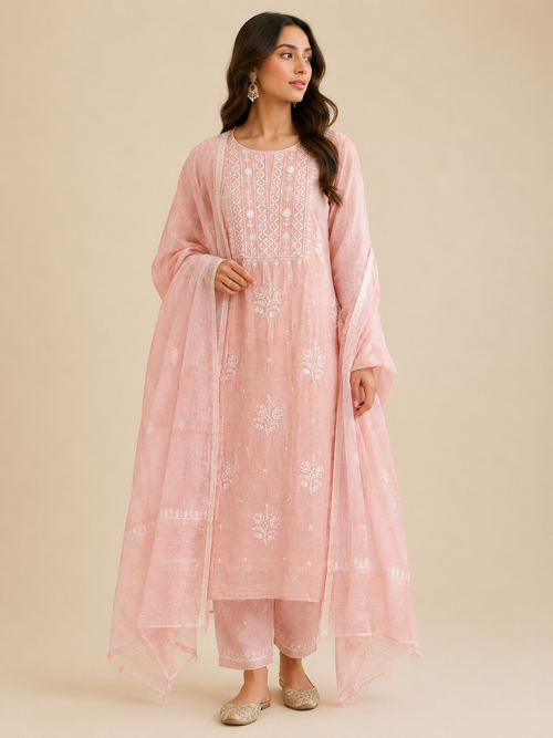 Mulchanderi Luckhnavi 3pc Unstitched Suit