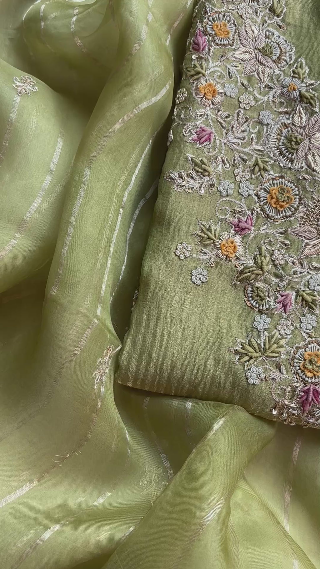 Pure Tissue with Zardozi,Pearl and Thread Embroidery Suit