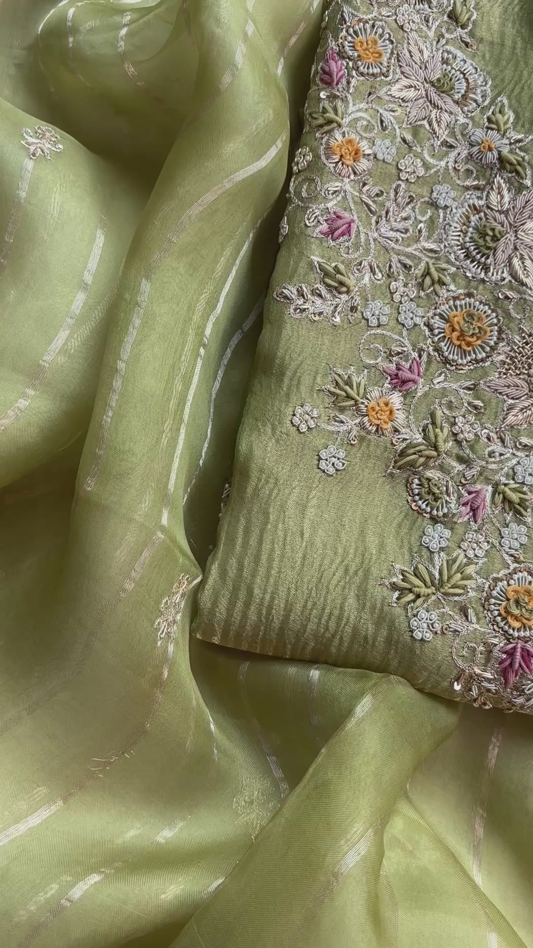 Pure Tissue with Zardozi,Pearl and Thread Embroidery Suit