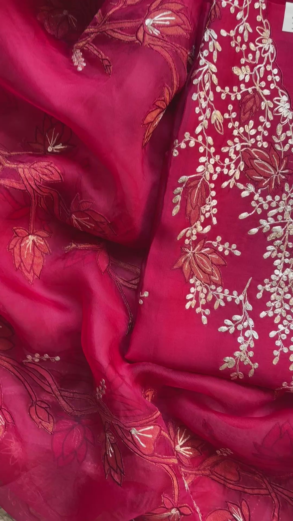 Pure Organza with Pitta Applique leaves Embroidery Suit