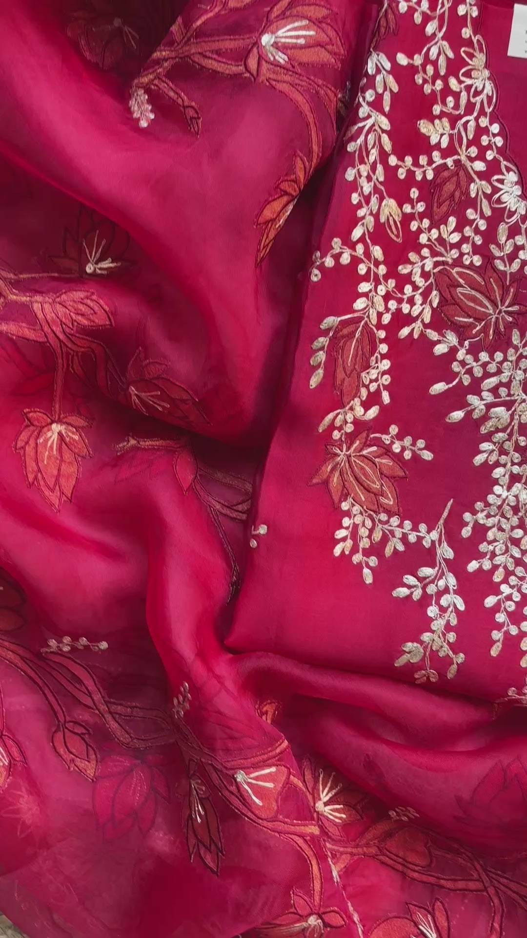 Pure Organza with Pitta Applique leaves Embroidery Suit