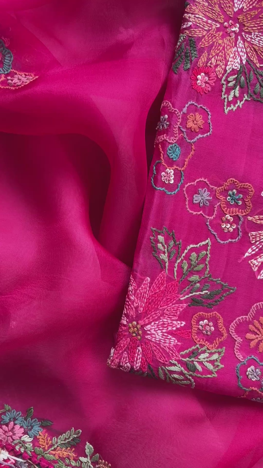 Pure Organza with Kantha Hand Embroidery Suit