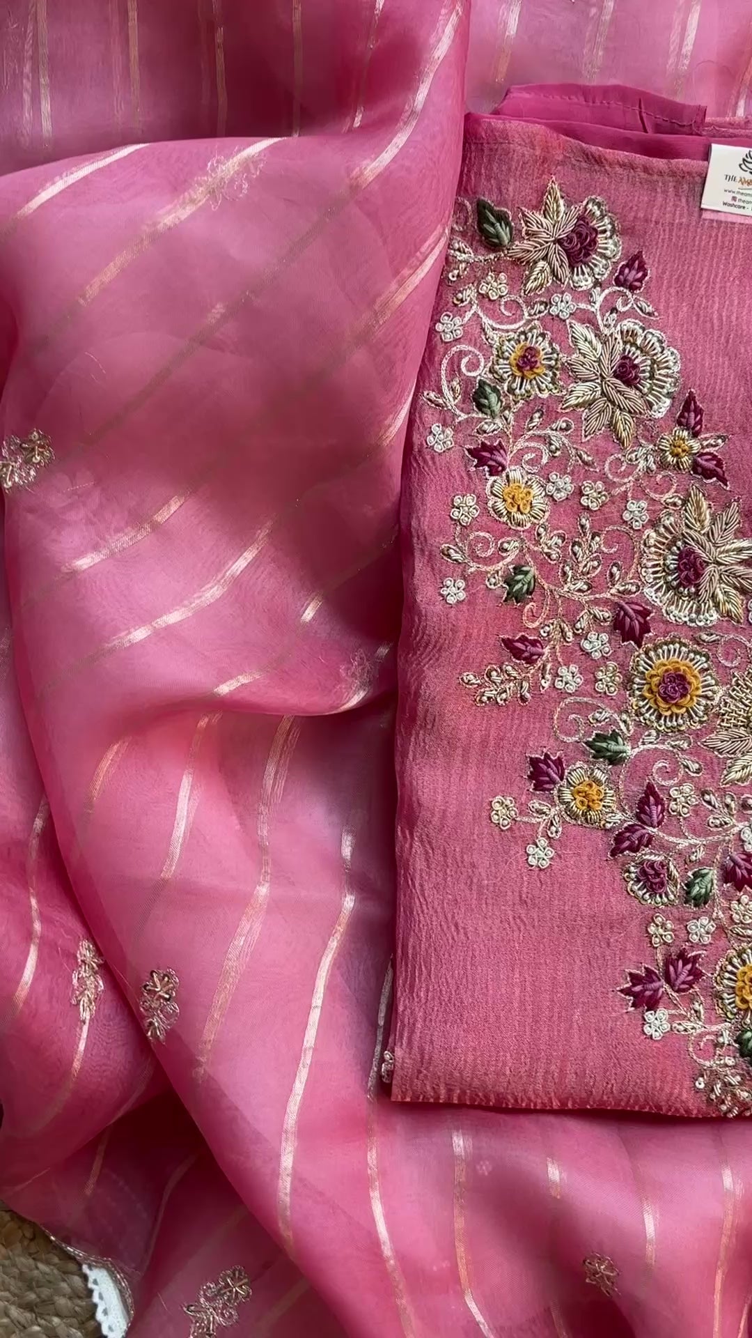 Pure Tissue with Zardozi,Pearl and Thread Embroidery Suit