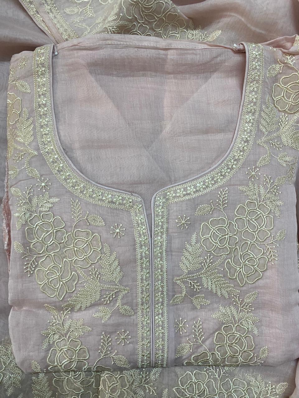 Mulmul Chanderi Suit with Thread Embroidery Suit